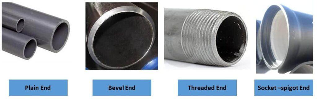 pipe ends plain bevel threaded socket types