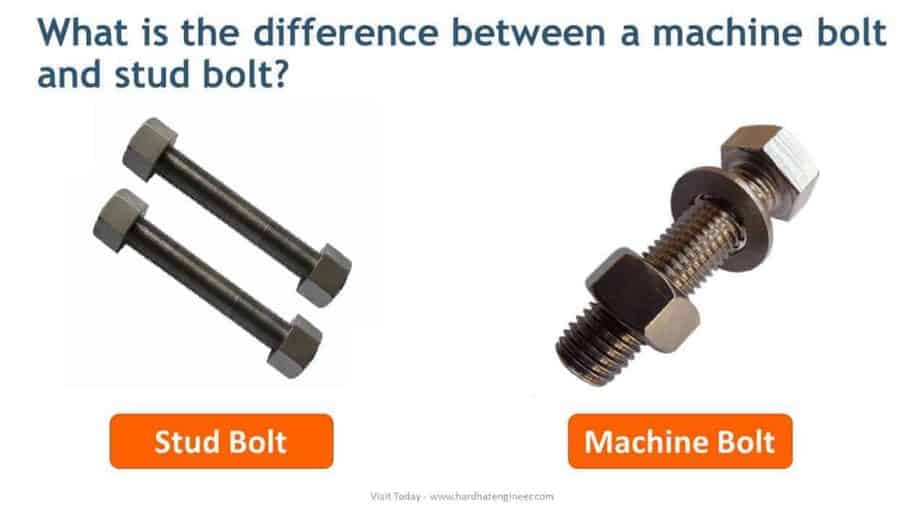 Difference between machine bolt and stud bolt