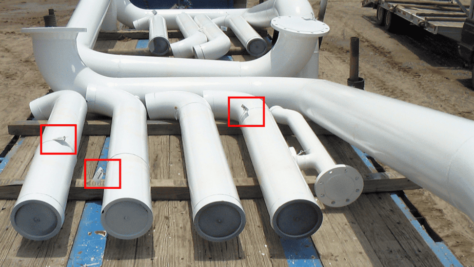 Painted Pipe Spool With material traceability tags