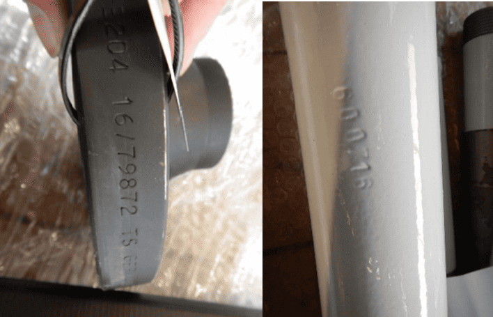 Pipe and Flange with heat number marking for material tracing.